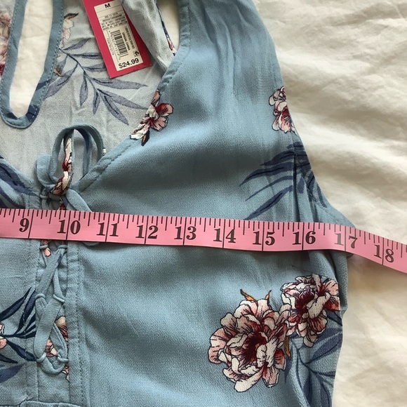 WT Xhilaration Sleeveless Indigo Blue Floral Dress M Corset Front Keyhole Back - Picture 6 of 8